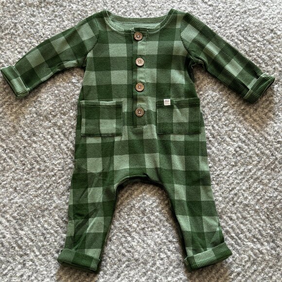 Mud Pie Other - Mud Pie Green Plaid Waffle Jumpsuit Romper NWT 9-12M